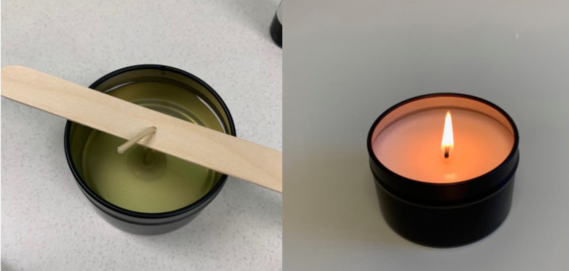 Cách làm nến thơm lotion candles 10 bước 3 đổ hỗn hợp nến thơm vào lọ